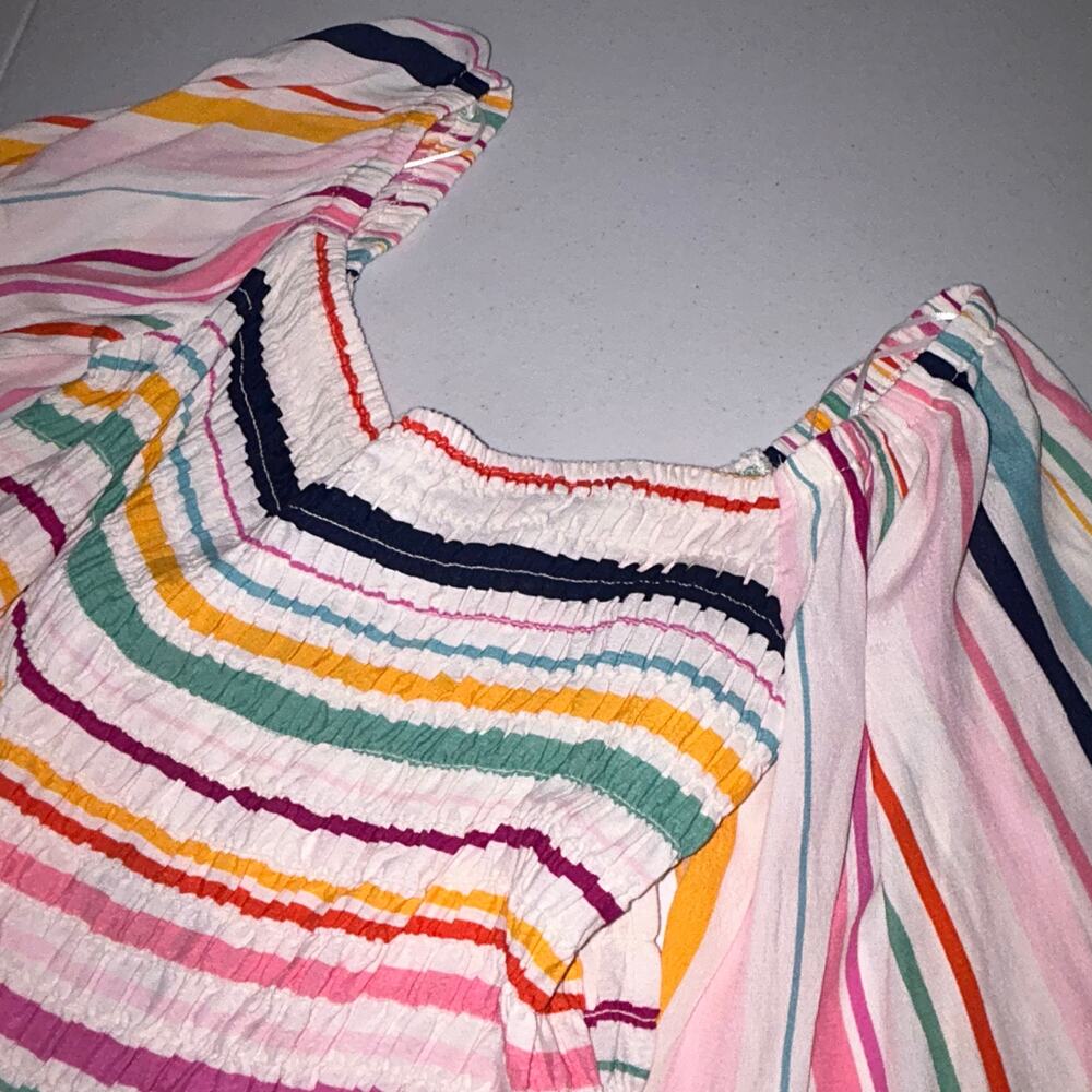 NWT Eloquii Colorful Stripped Crop Top Balloon Sleeves Women Sz 14/16
